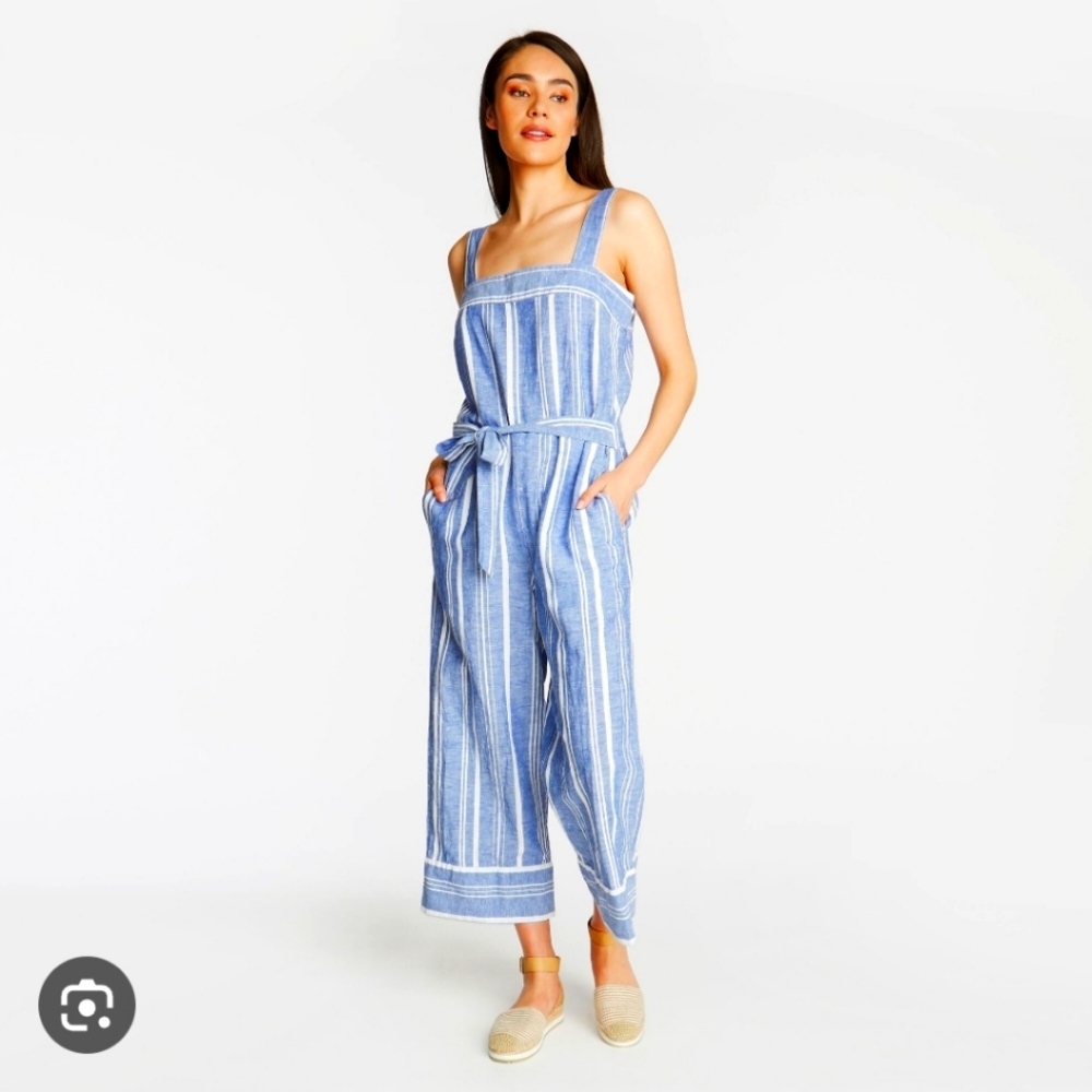 CROP WIDE LEG LINEN JUMPSUIT